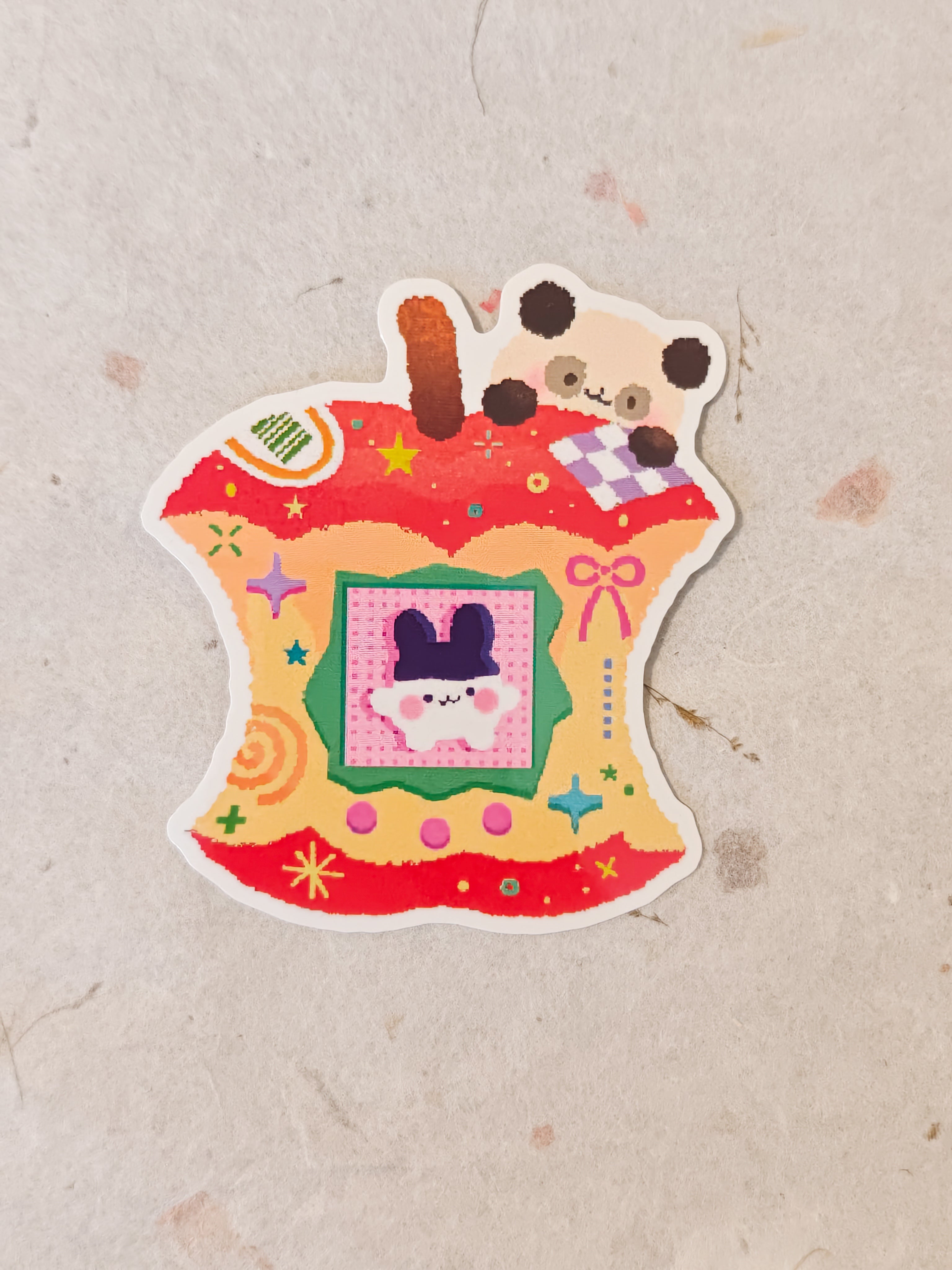 Glossy Mimitchi Apple Tamagotchi Vinyl Sticker