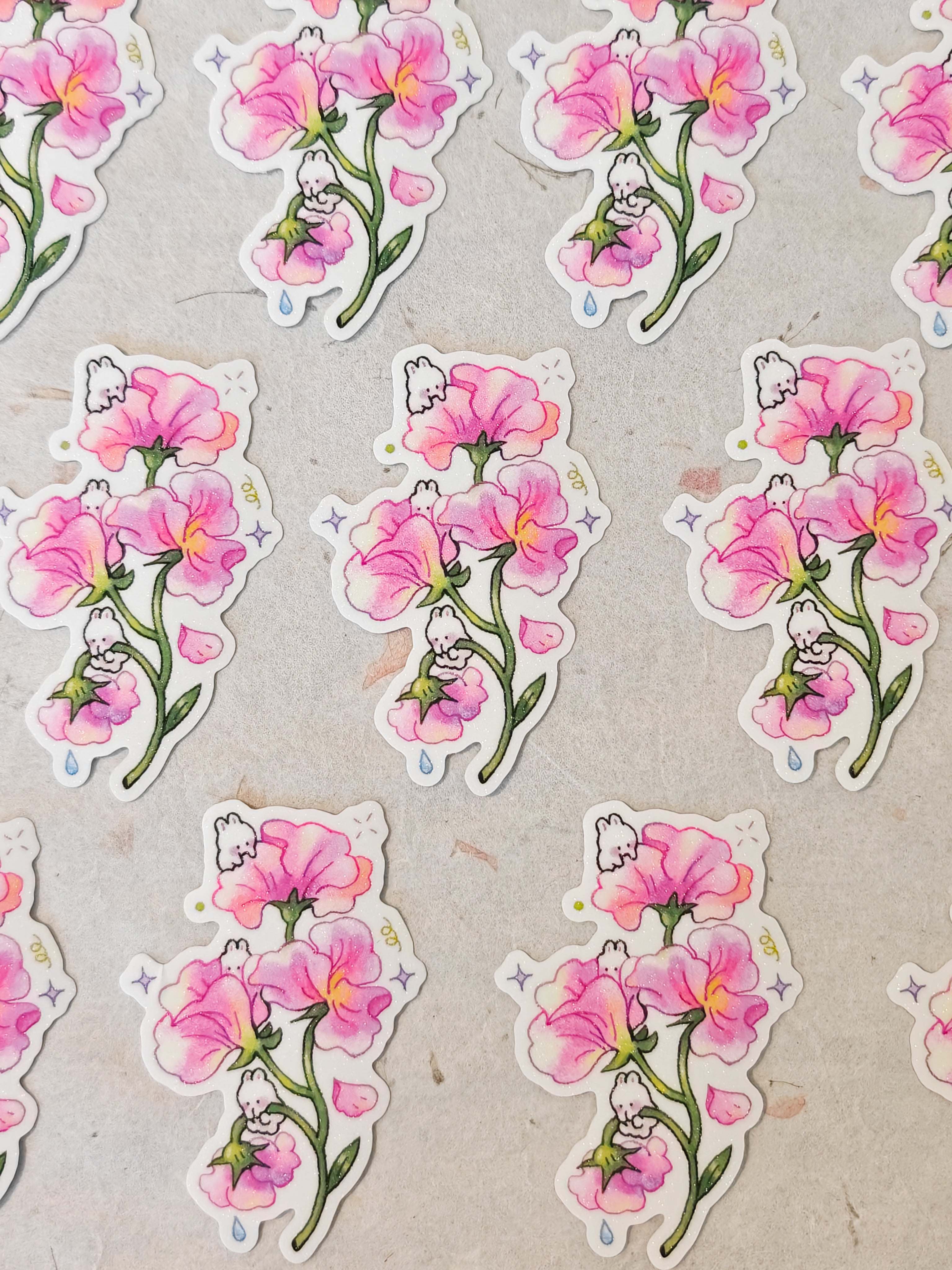 Frosted Sweet Pea Bunny Vinyl Sticker