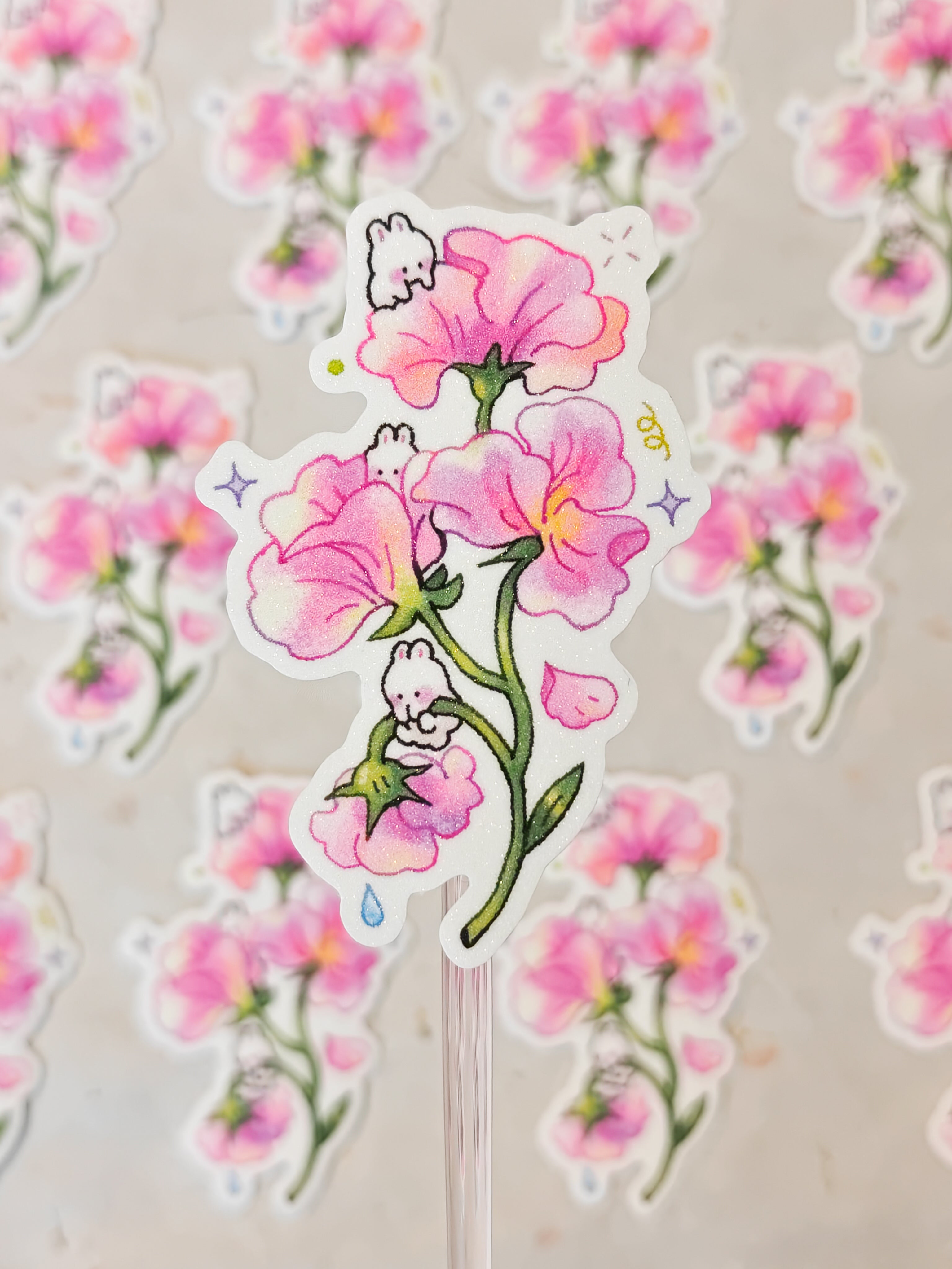 Frosted Sweet Pea Bunny Vinyl Sticker