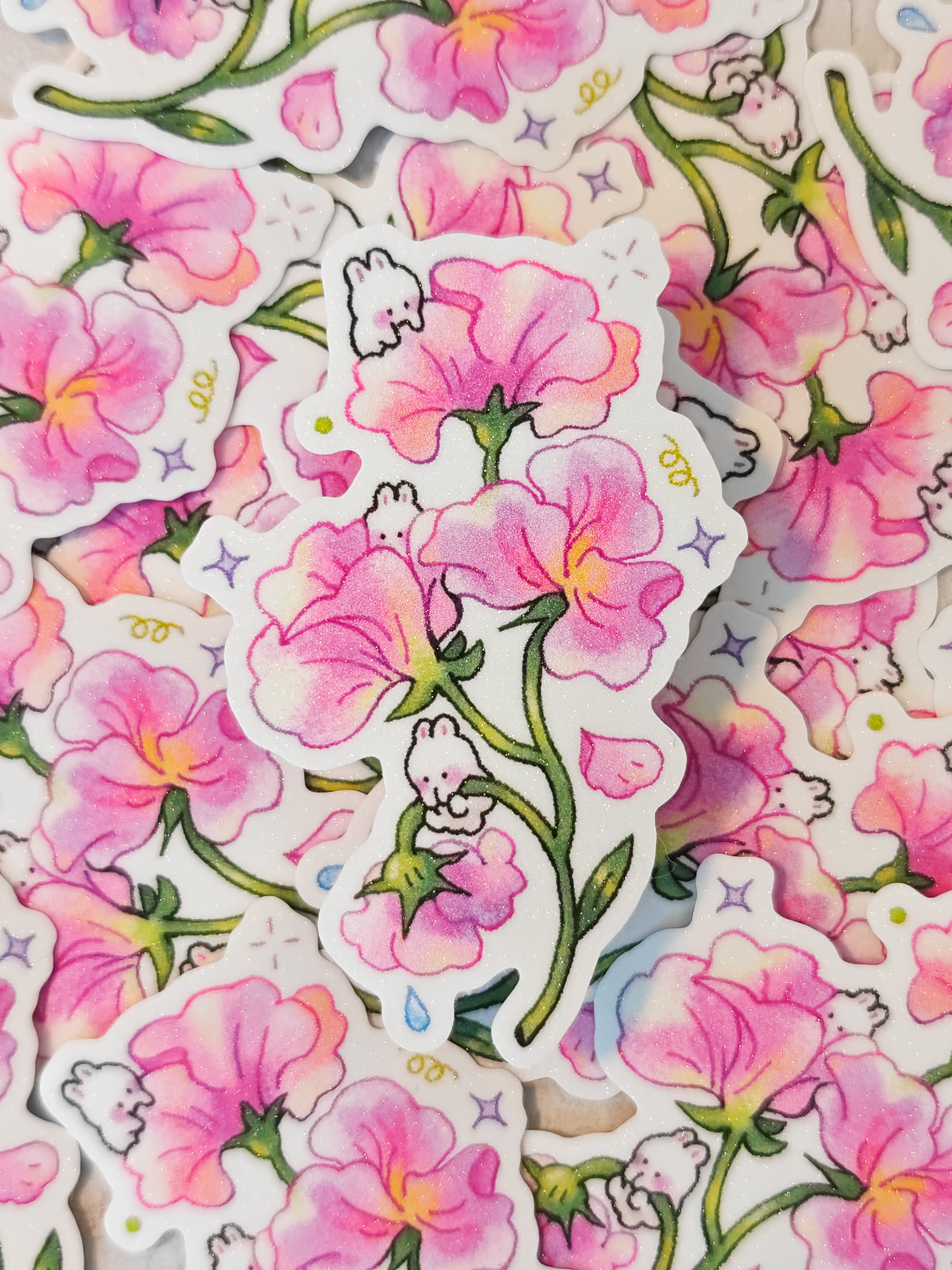 Frosted Sweet Pea Bunny Vinyl Sticker