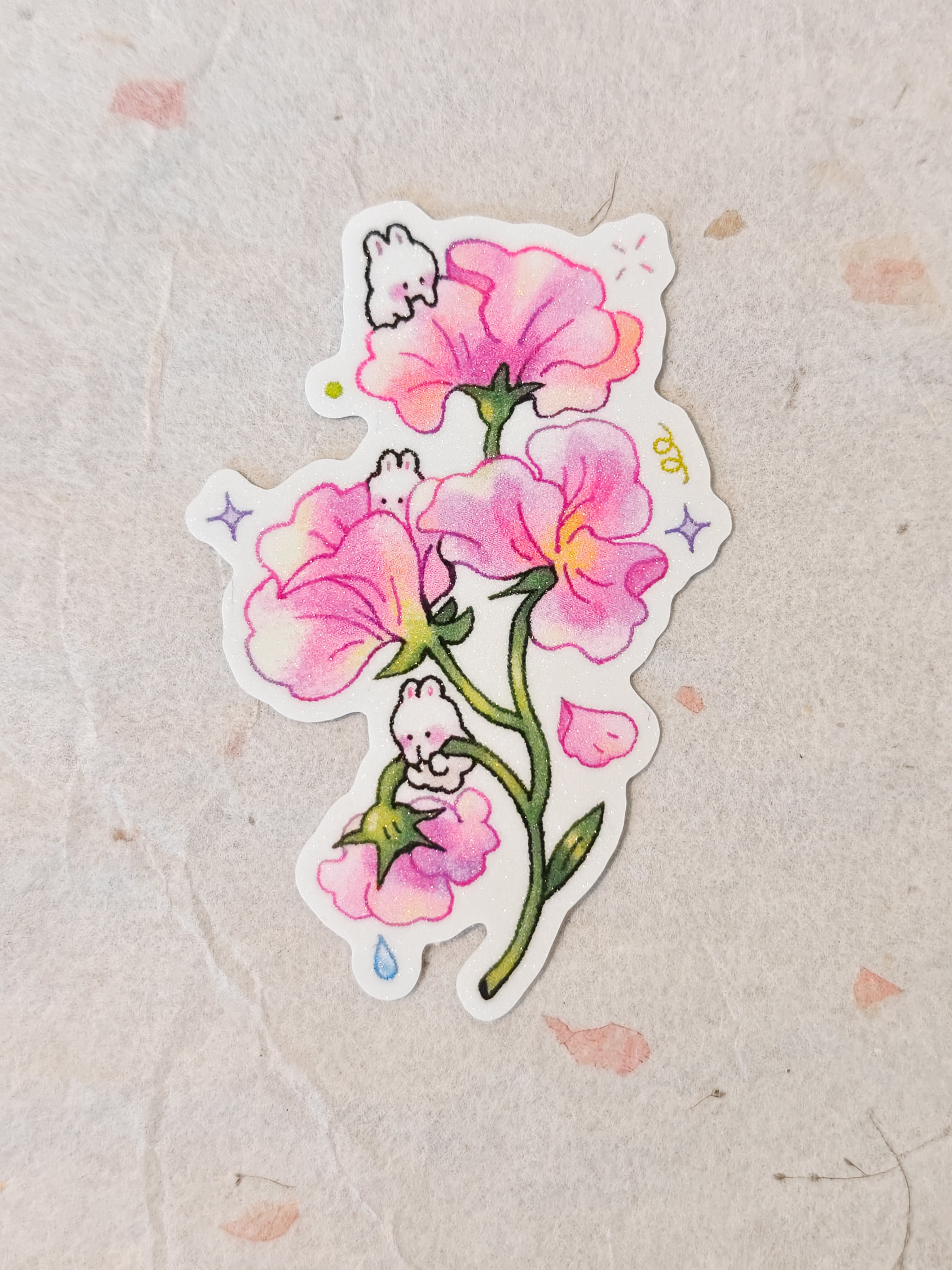 Frosted Sweet Pea Bunny Vinyl Sticker