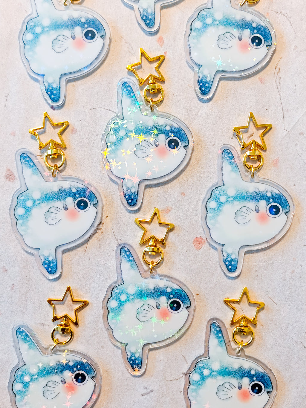 Holographic Mola Mola Keychain with Star Hook
