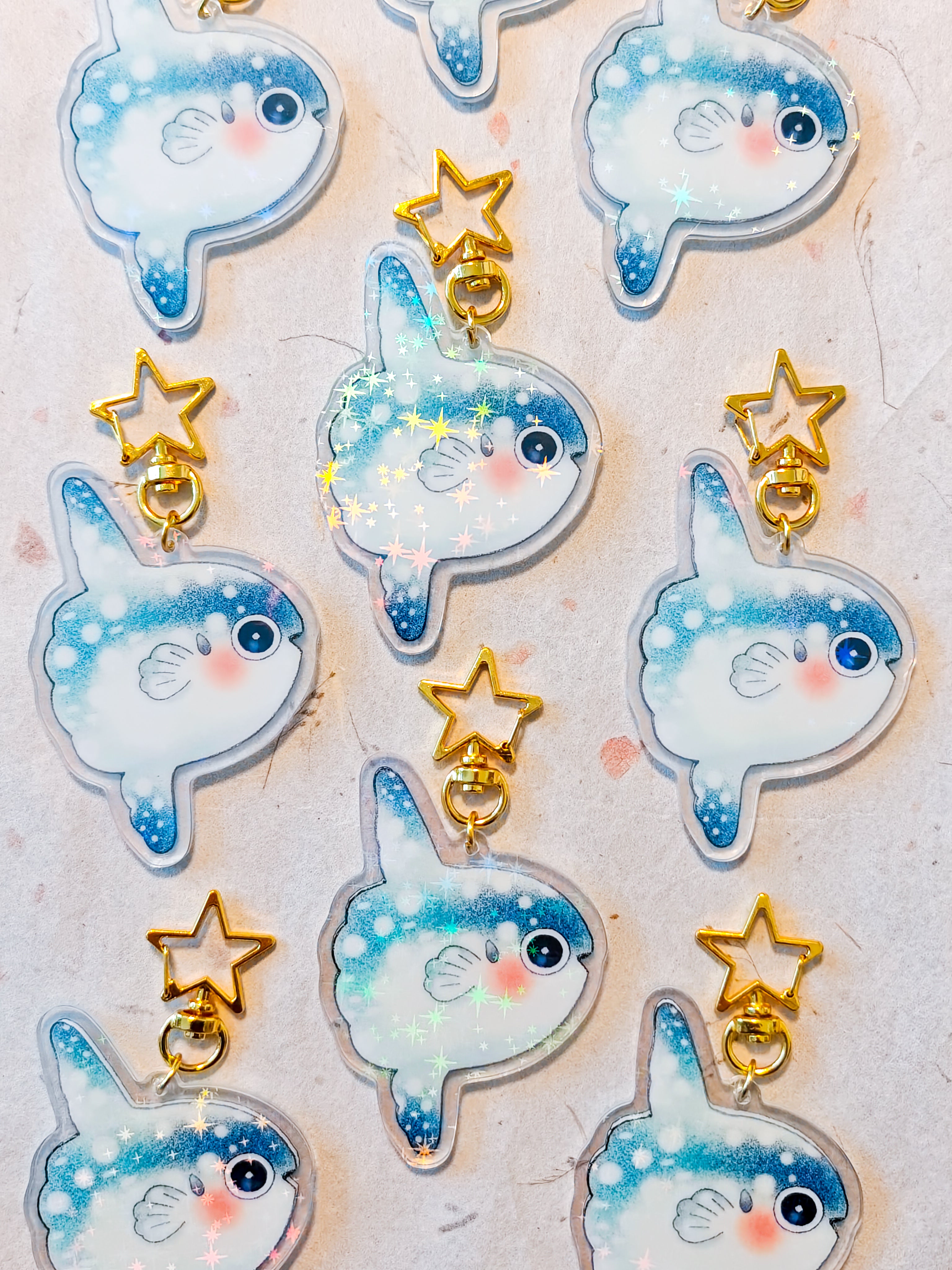 Holographic Mola Mola Keychain with Star Hook