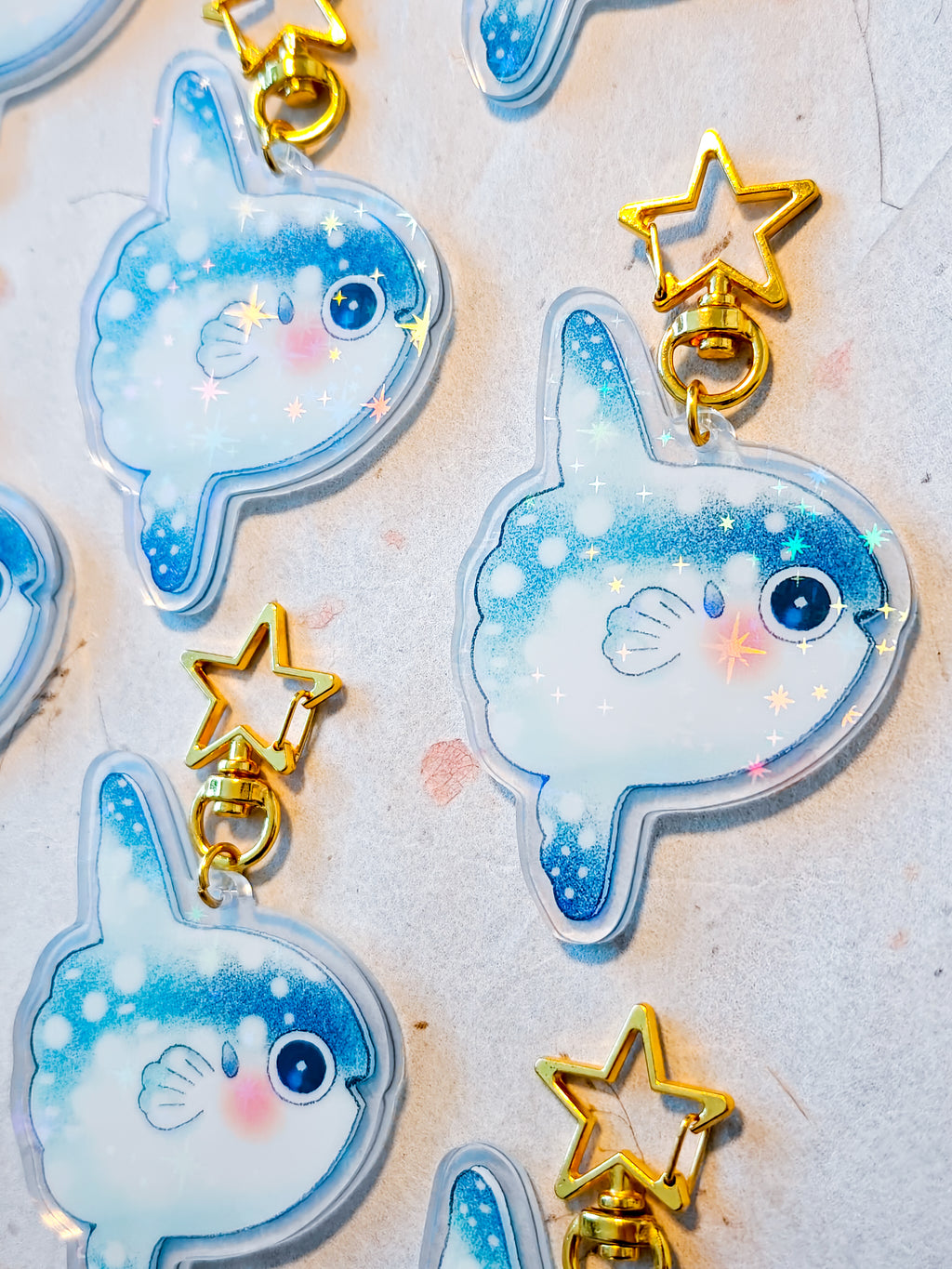 Holographic Mola Mola Keychain with Star Hook