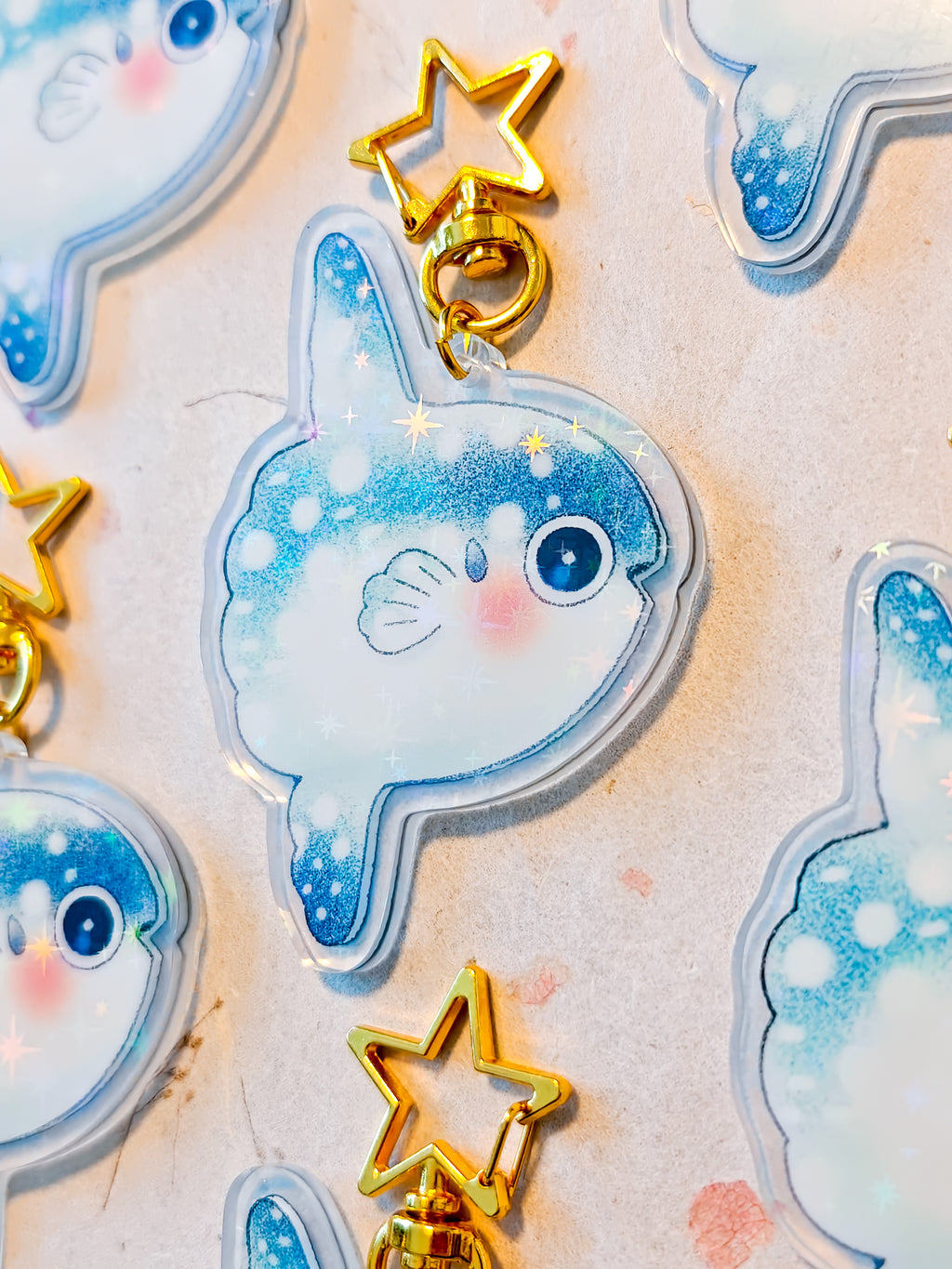 Holographic Mola Mola Keychain with Star Hook