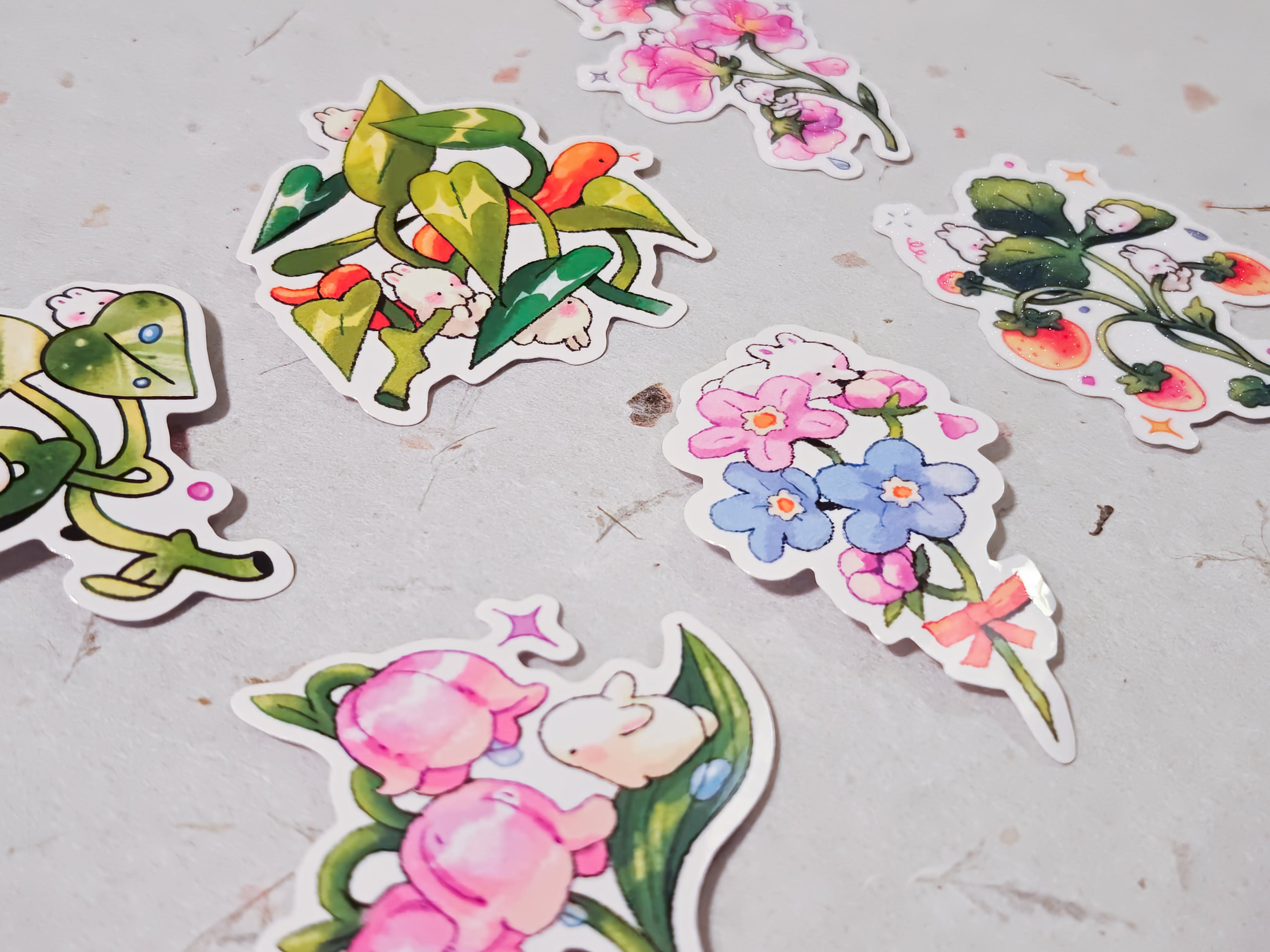 Garden Bunnies Vinyl Die-Cut Sticker Pack