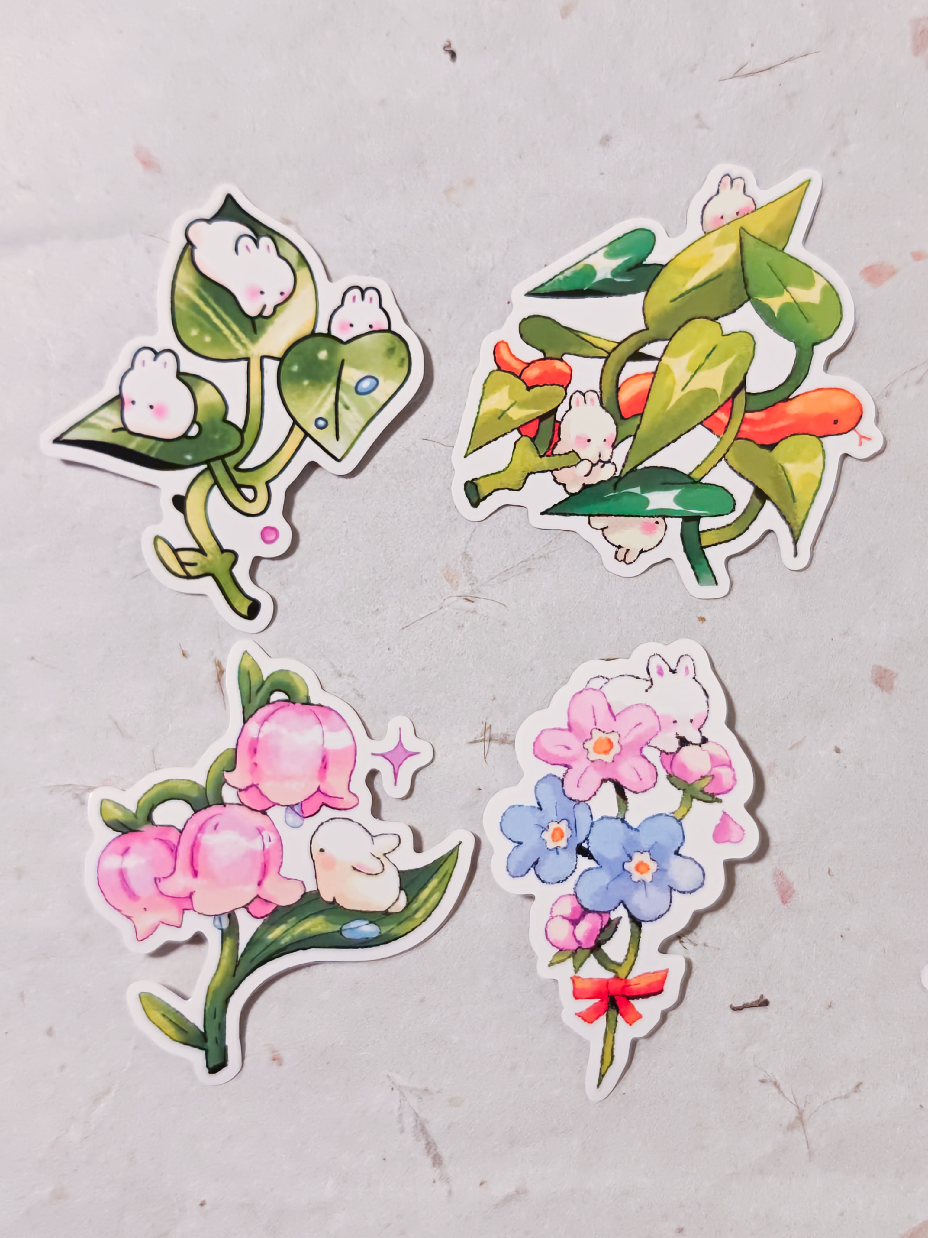 Garden Bunnies Vinyl Die-Cut Sticker Pack