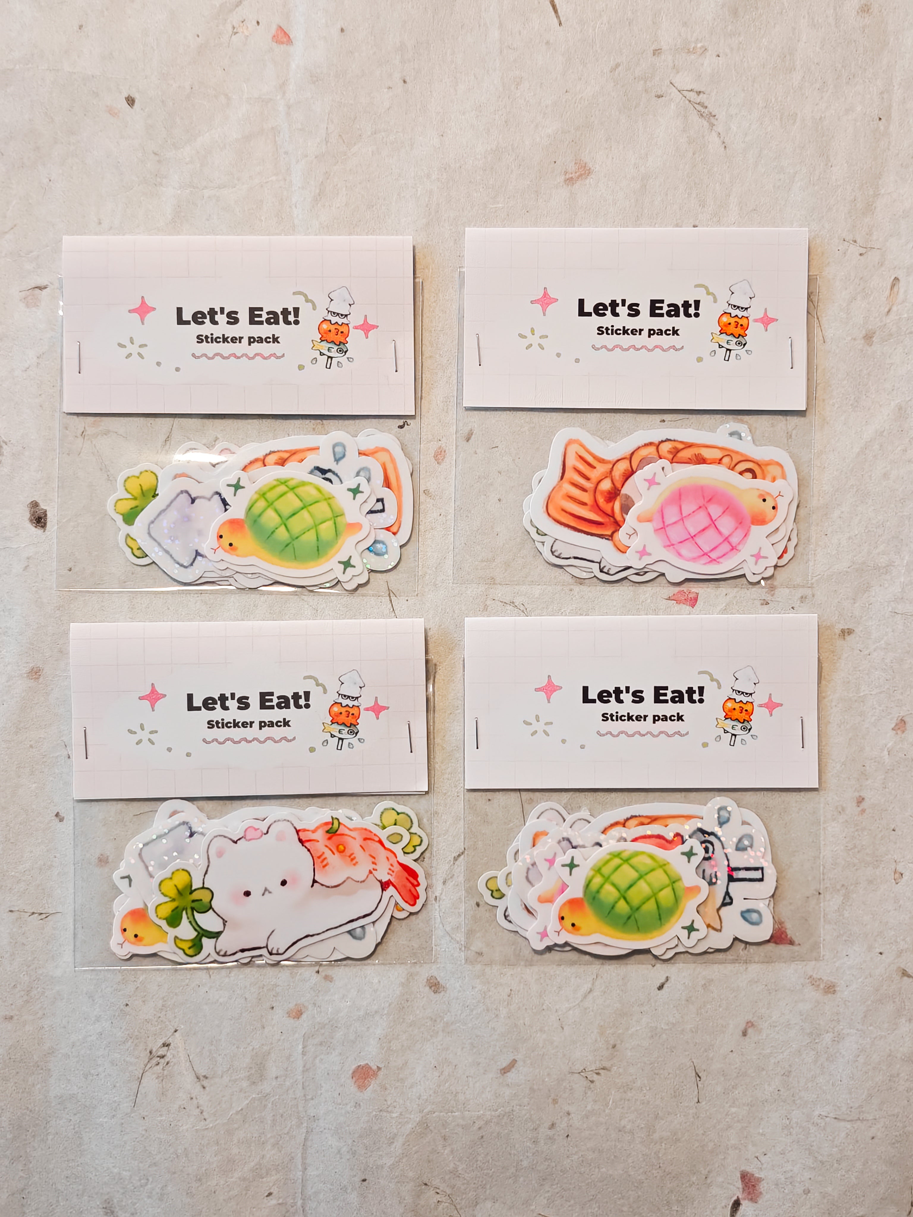 Glossy Let's Eat Vinyl Die-Cut Sticker Pack