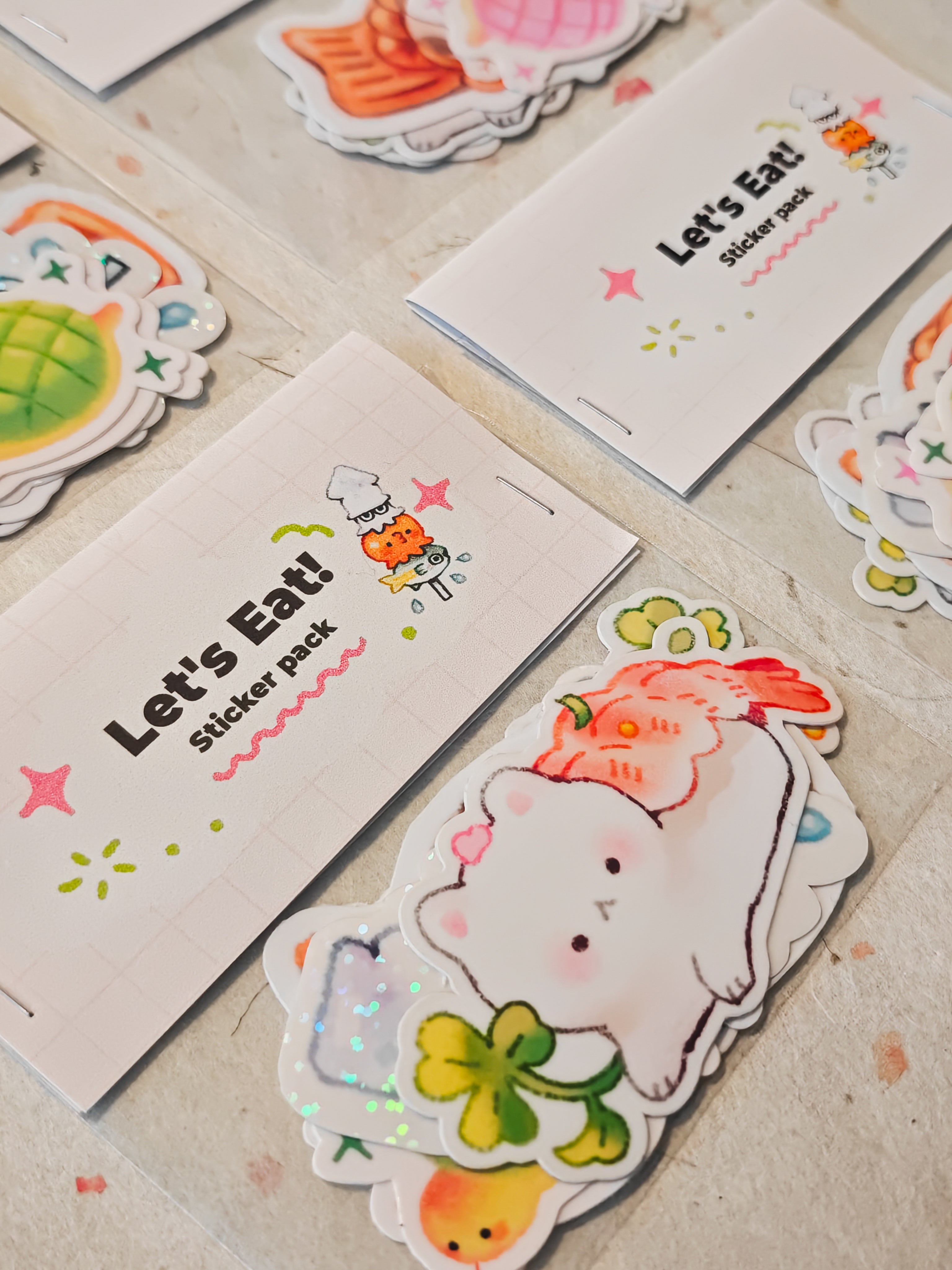 Glossy Let's Eat Vinyl Die-Cut Sticker Pack