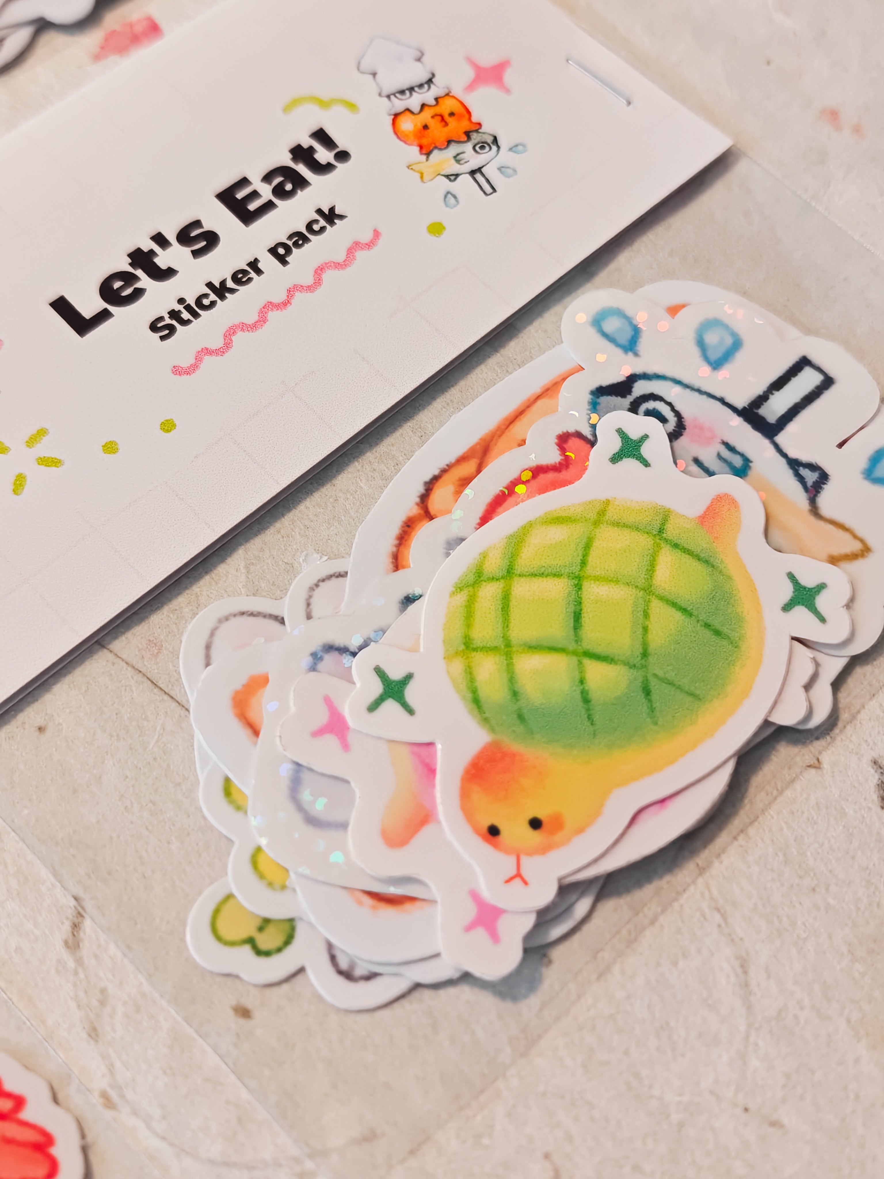 Glossy Let's Eat Vinyl Die-Cut Sticker Pack