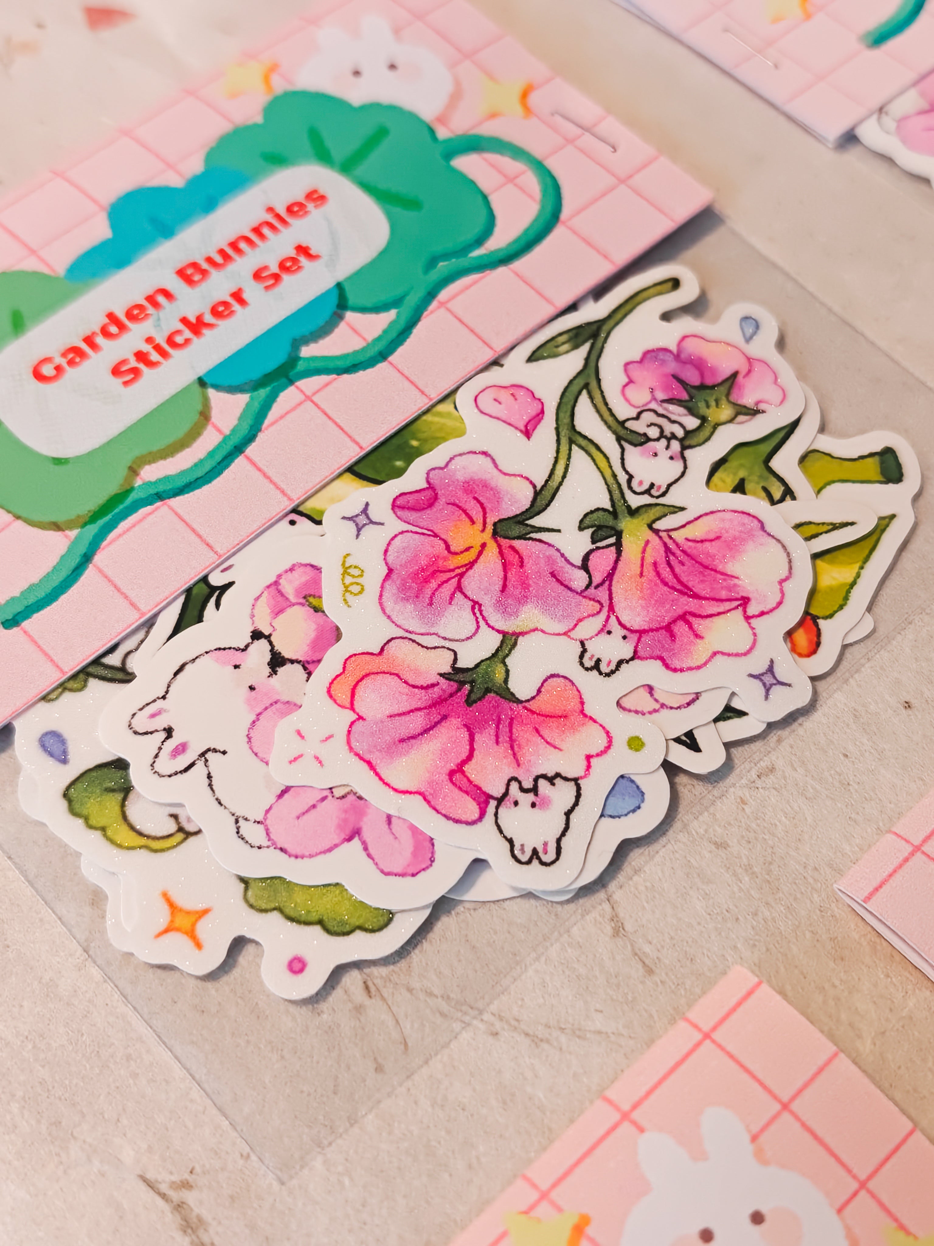 Garden Bunnies Vinyl Die-Cut Sticker Pack