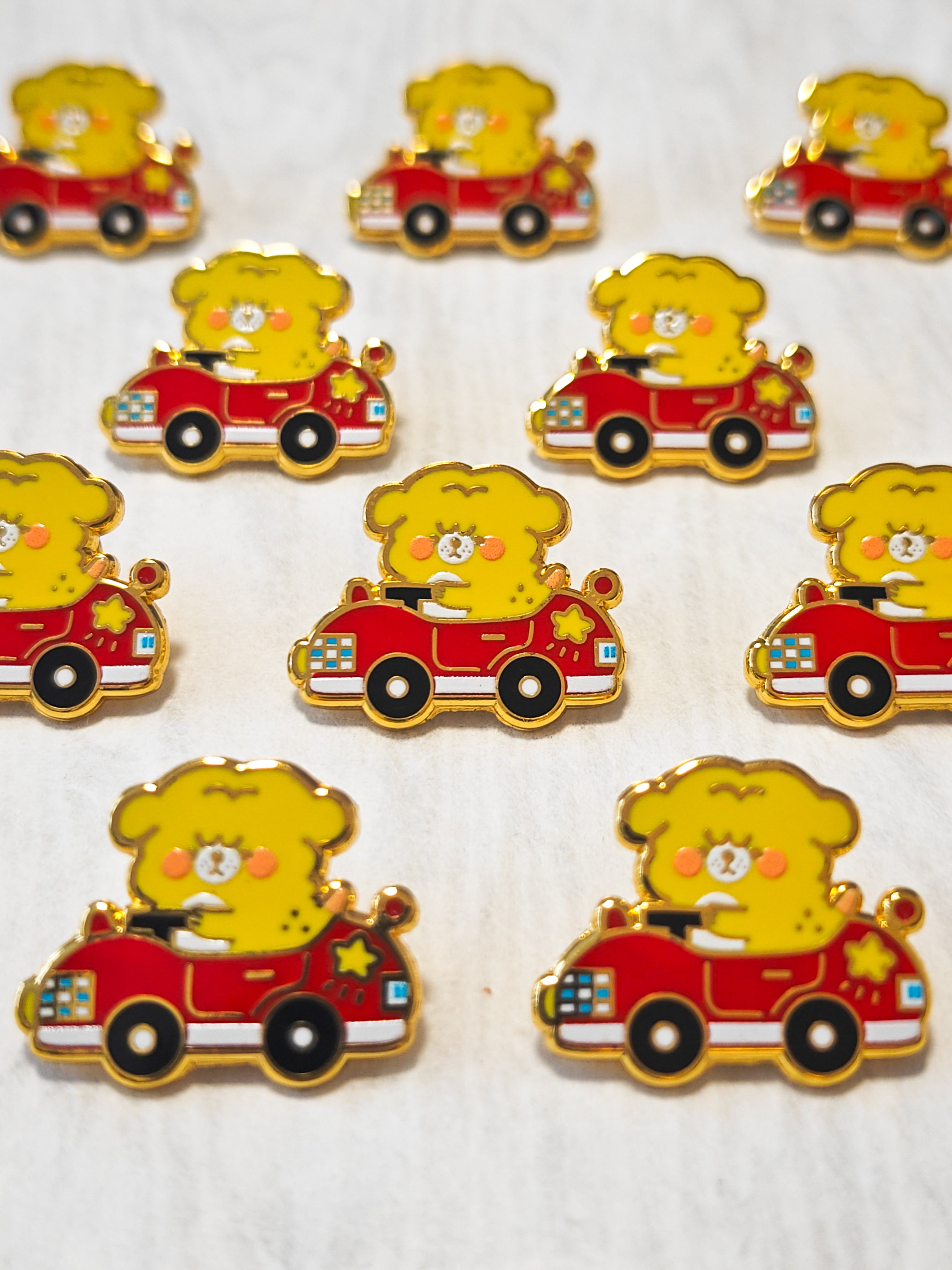 Mini Driving Race Car Enamel Pin