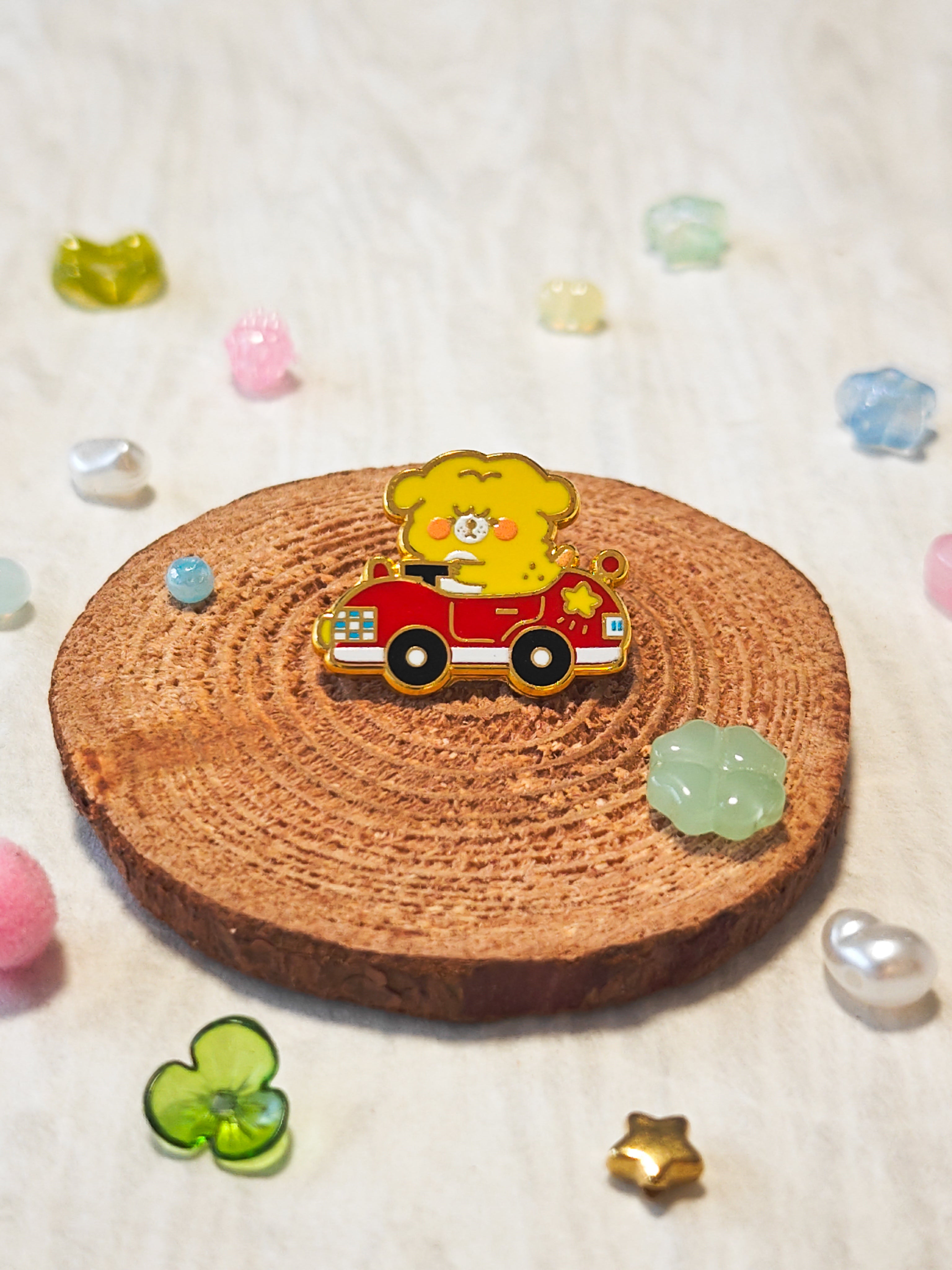 Mini Driving Race Car Enamel Pin