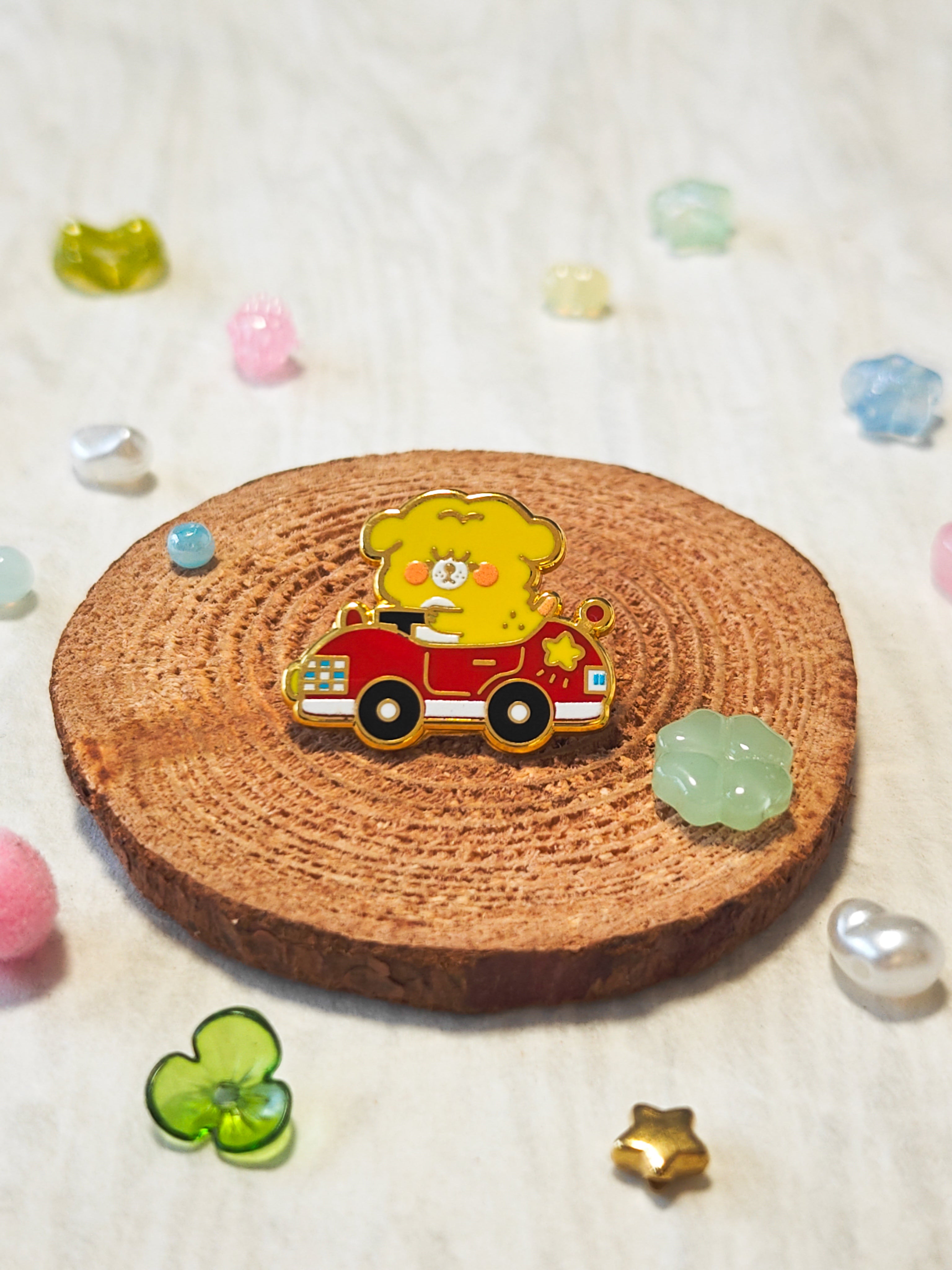 Mini Driving Race Car Enamel Pin