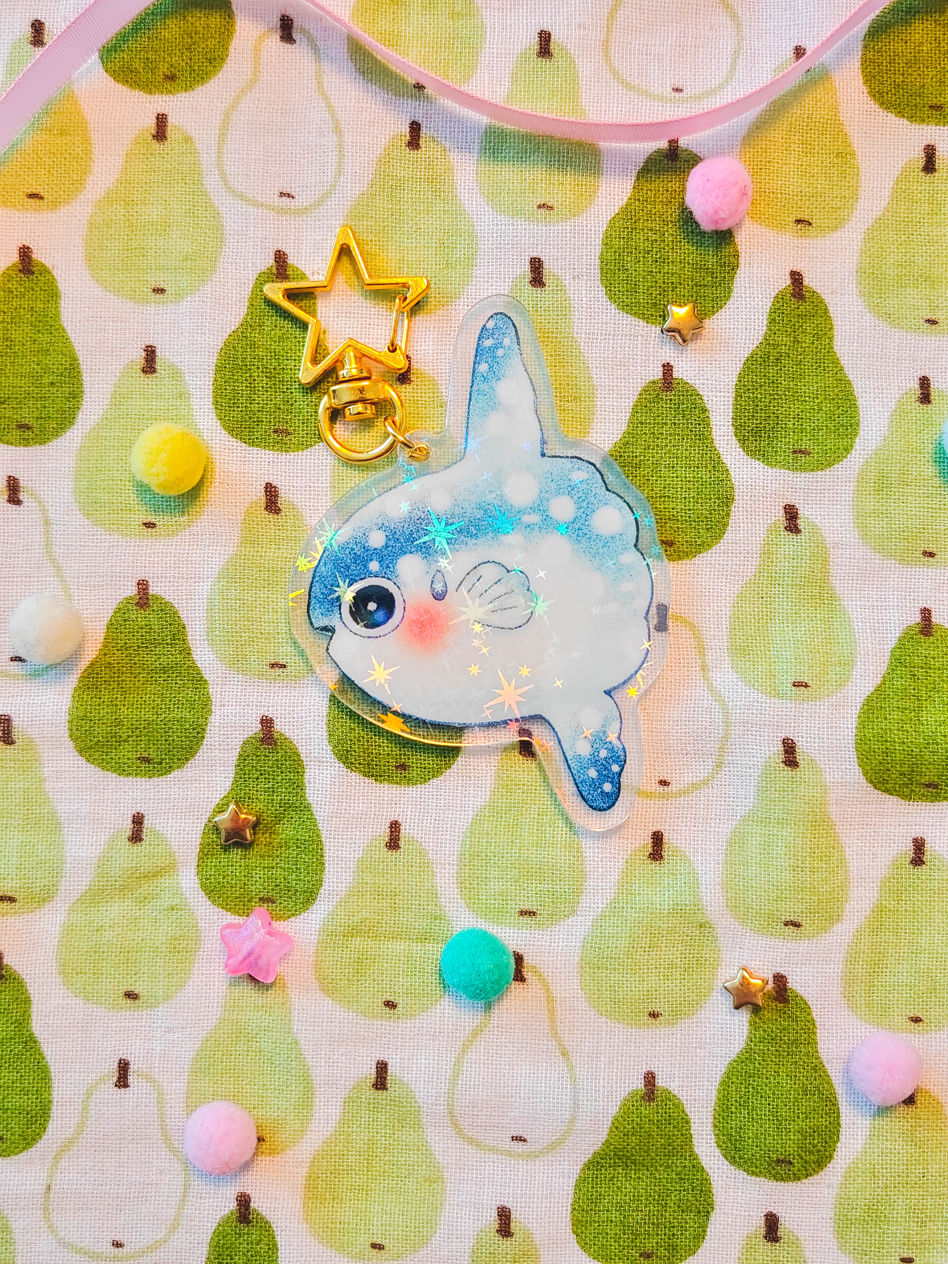 Holographic Mola Mola Keychain with Star Hook