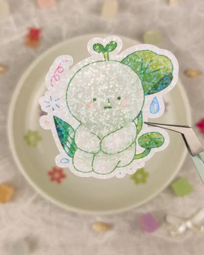 Cute Holographic Die-Cut Glossy Vinyl Sticker - Smiski Sprout