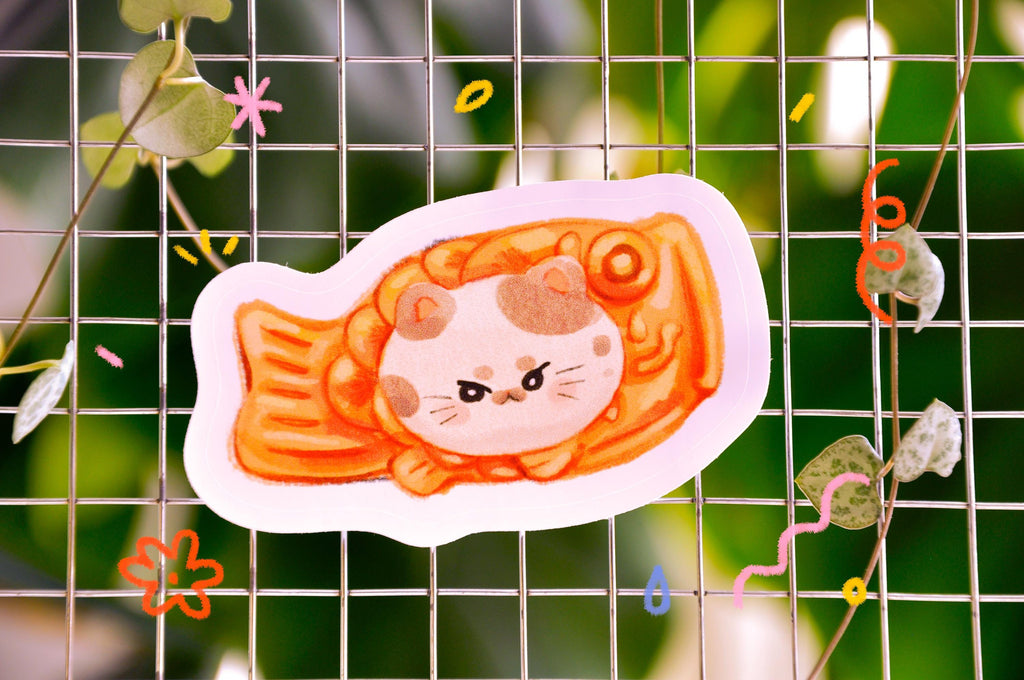 Glossy Taiyaki Cat Vinyl Sticker