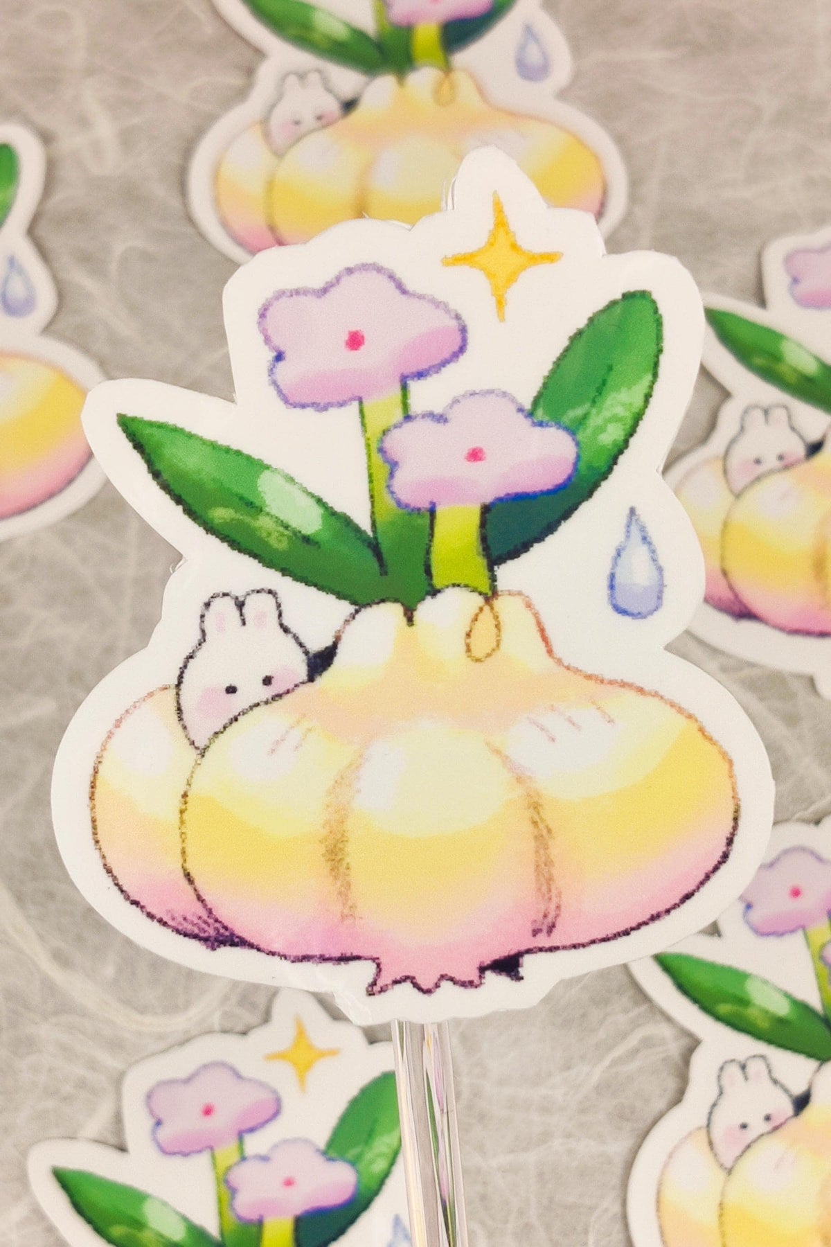 Glossy Garlic Bunny Vinyl Sticker