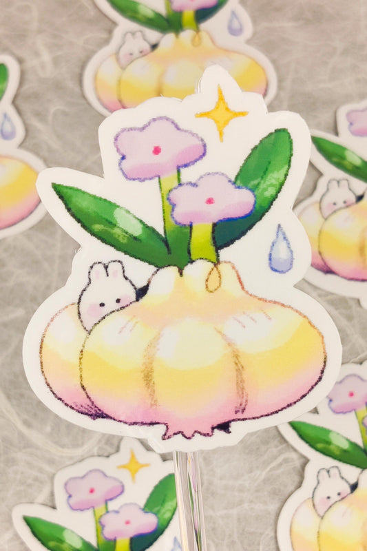 Cute Garlic Bunny Sticker