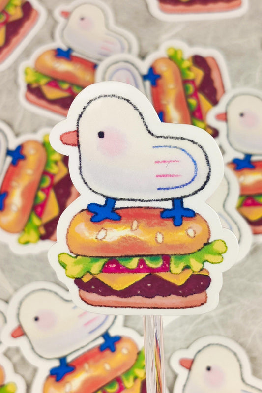 Cute Seagull Burger Sticker