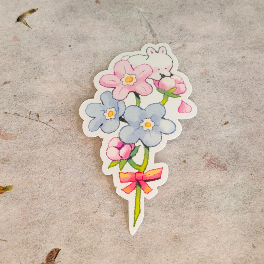 Glossy Bunny Bouquet Vinyl Sticker
