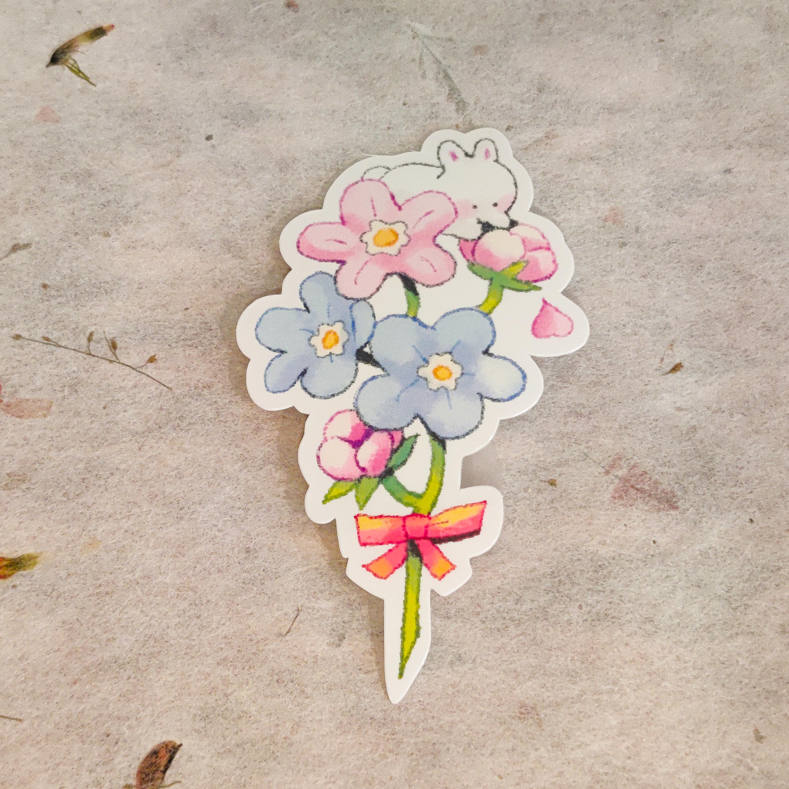 Glossy Bunny Bouquet Vinyl Sticker