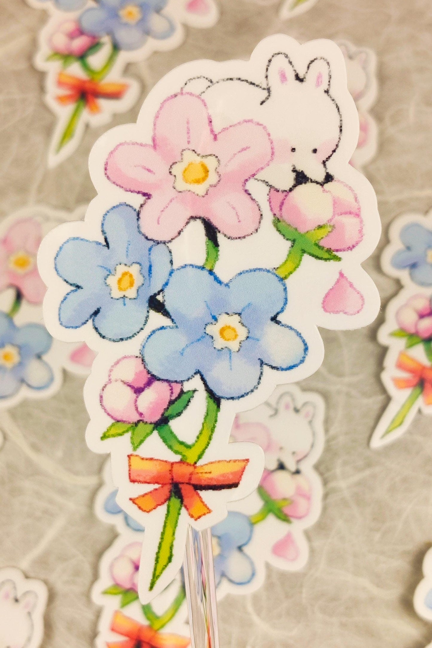 Bunny Bouquet Sticker: Glossy Waterproof Vinyl Decal
