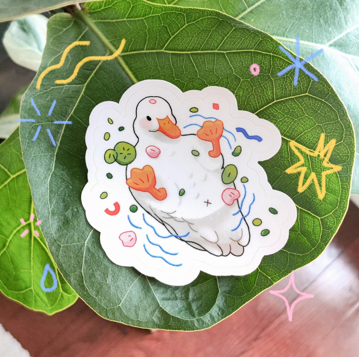 Cute White Duck Sticker