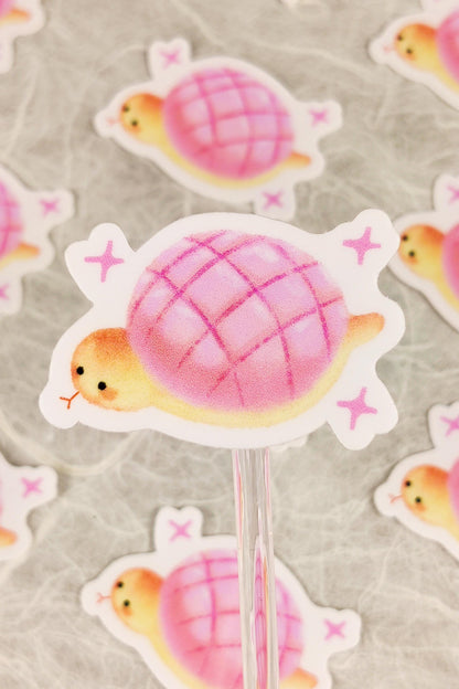 Cute Pink Melon Snake Bun Sticker