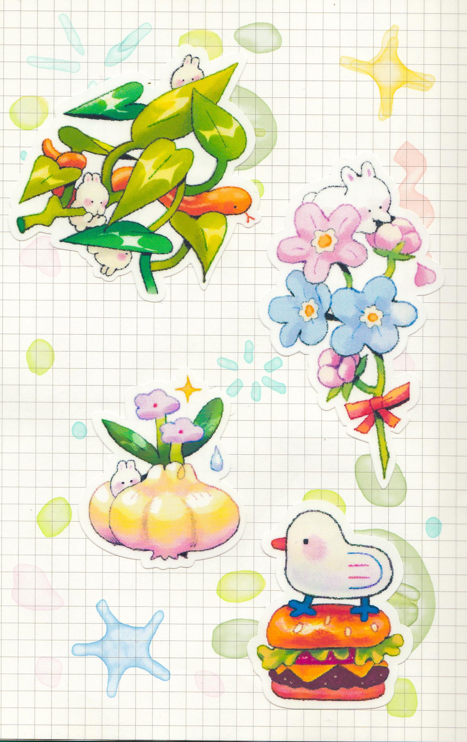 Glossy Bunny Bouquet Vinyl Sticker