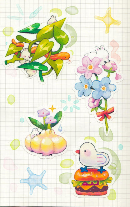 Bunny Bouquet Sticker: Glossy Waterproof Vinyl Decal