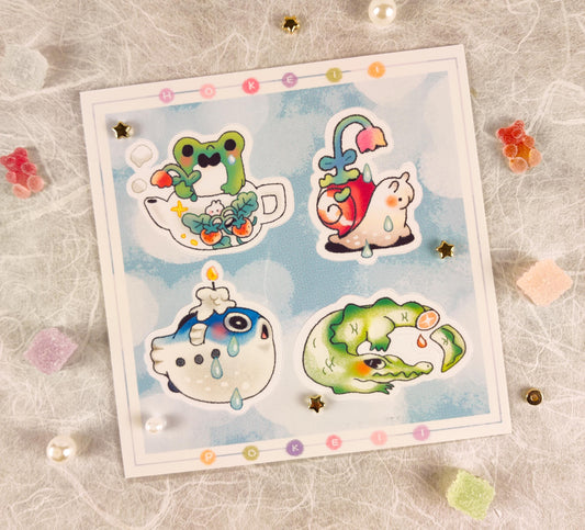 Cute Crying Animal Friends Sticker Sheet