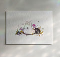Chibi White Tanuki Mini Textured Art Print