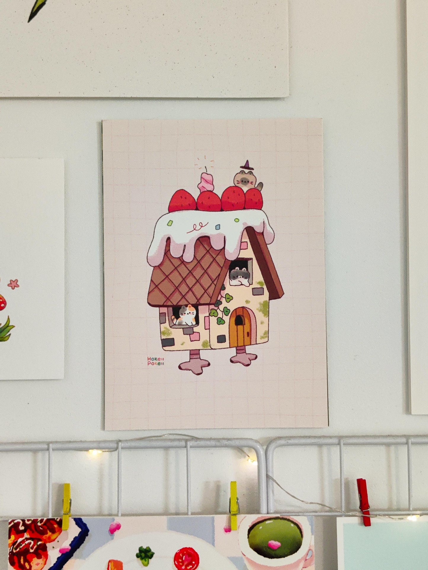 Cute Baba Yaga Cat House Mini Print