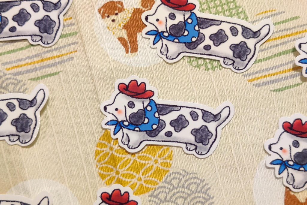 Glossy Cowboy Weiner Dog Vinyl Sticker