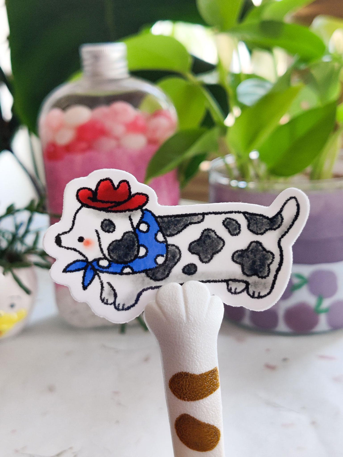 Glossy Cowboy Weiner Dog Vinyl Sticker