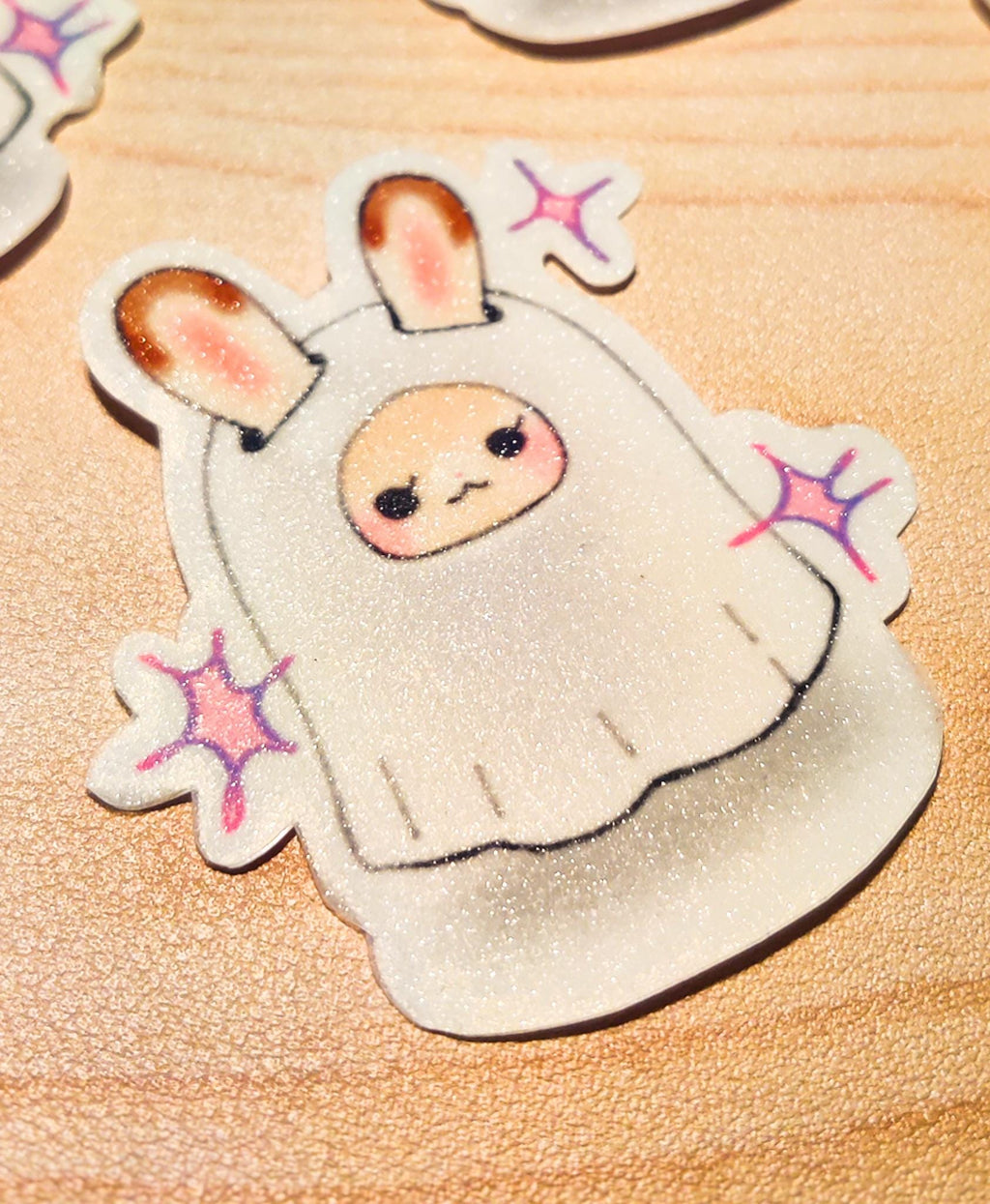 Holographic Calico Critter Ghost Bunny Vinyl Sticker