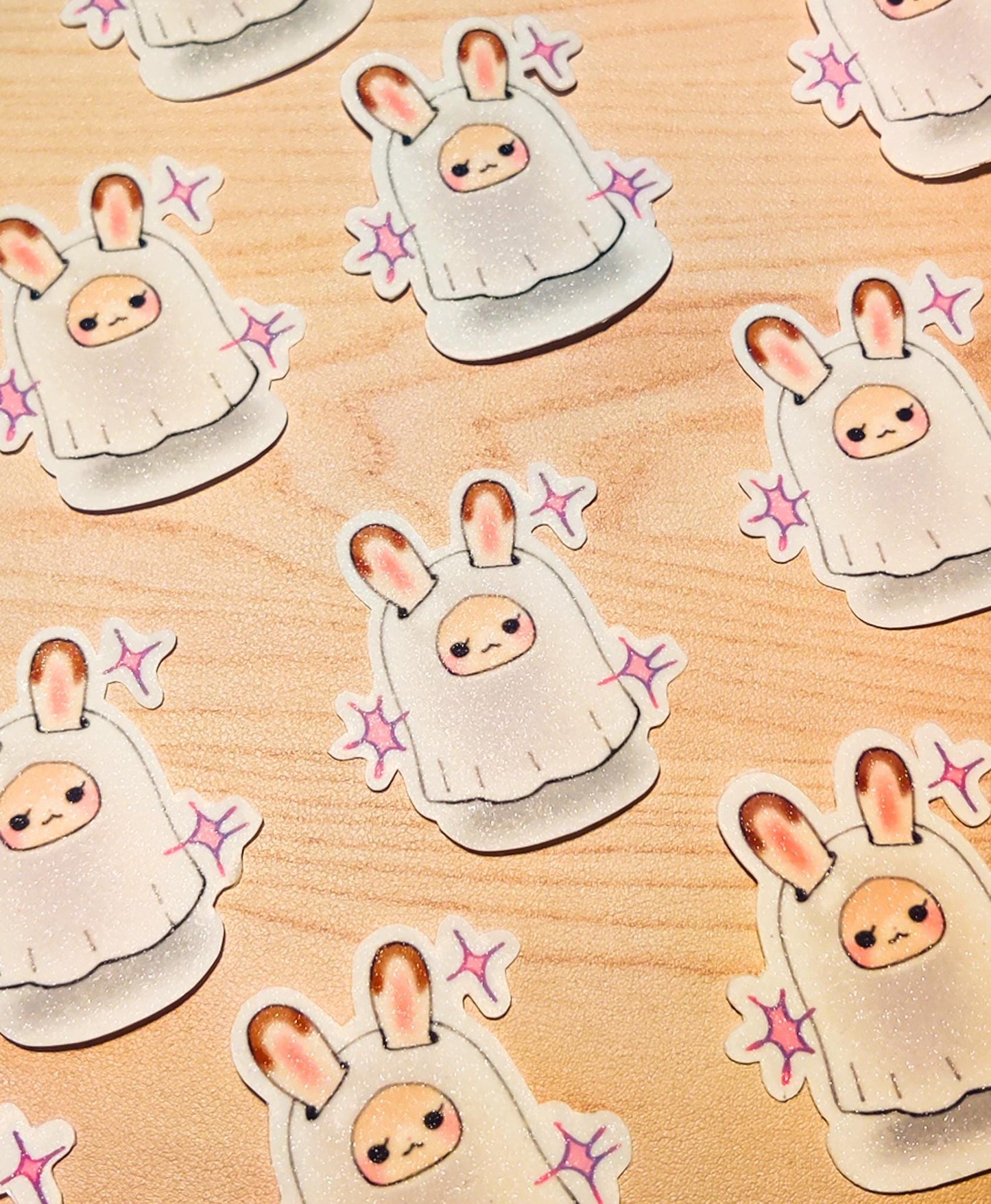 Cute Calico Critter Ghost Bunny Clear Vinyl Sticker