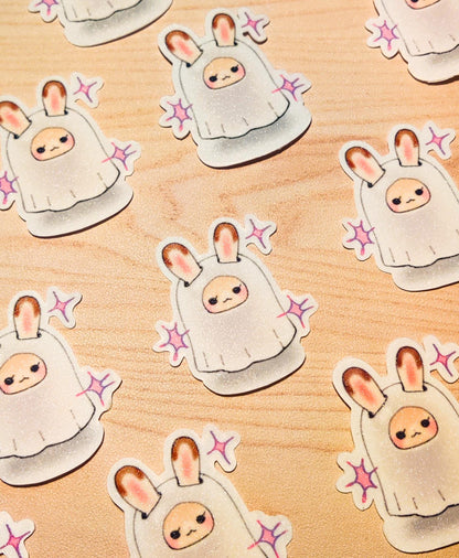 Cute Calico Critter Ghost Bunny Clear Vinyl Sticker
