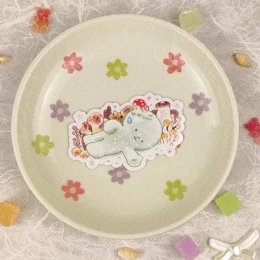 Cute Holographic Die-Cut Glossy Vinyl Sticker - Smiski Decomposing