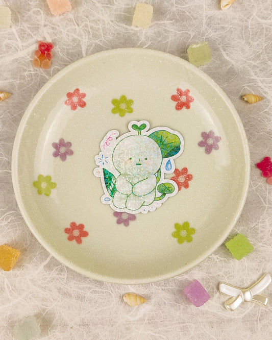 Cute Holographic Die-Cut Glossy Vinyl Sticker - Smiski Sprout