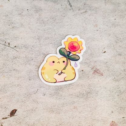 Cute Frog Holding Sunflower Sticker