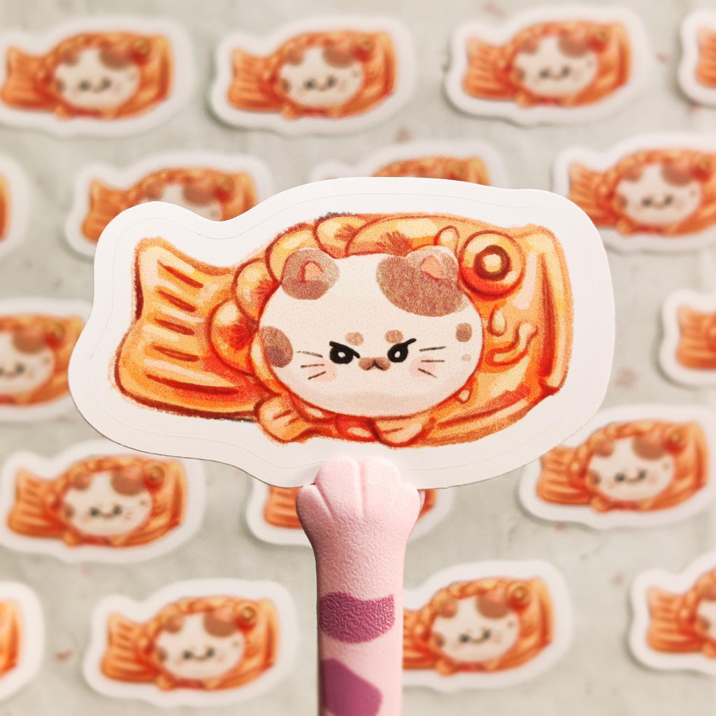 Glossy Taiyaki Cat Vinyl Sticker