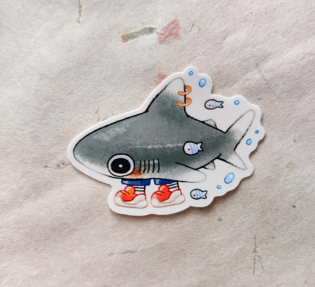 Glossy Sneaker-head Shark Vinyl Sticker