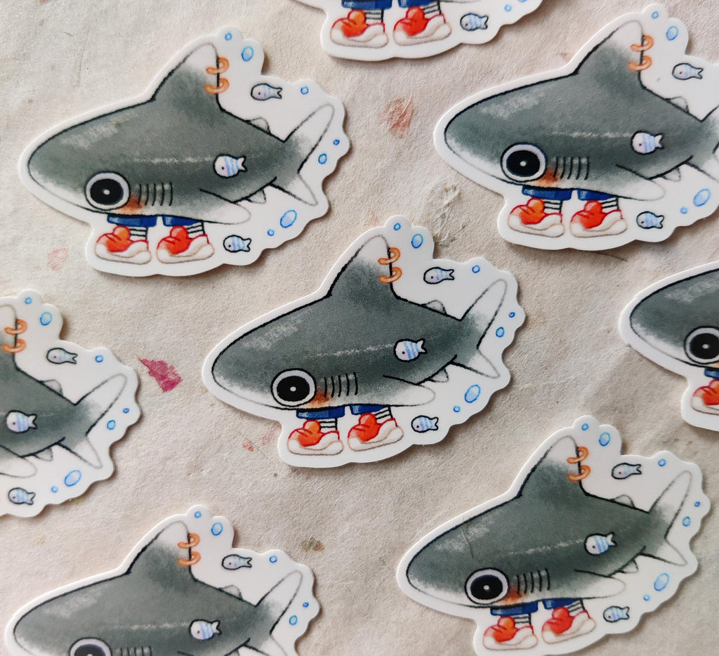 Glossy Sneaker-head Shark Vinyl Sticker