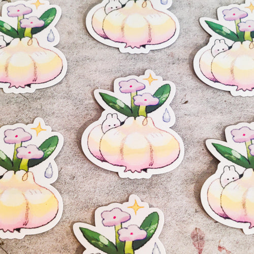 Glossy Garlic Bunny Vinyl Sticker