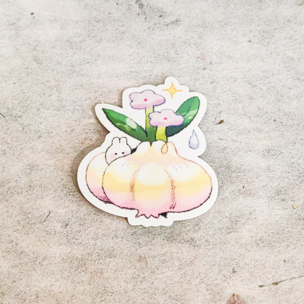 Glossy Garlic Bunny Vinyl Sticker