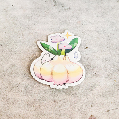 Cute Garlic Bunny Sticker