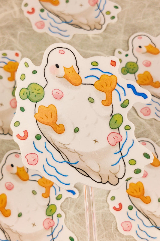 Cute White Duck Sticker
