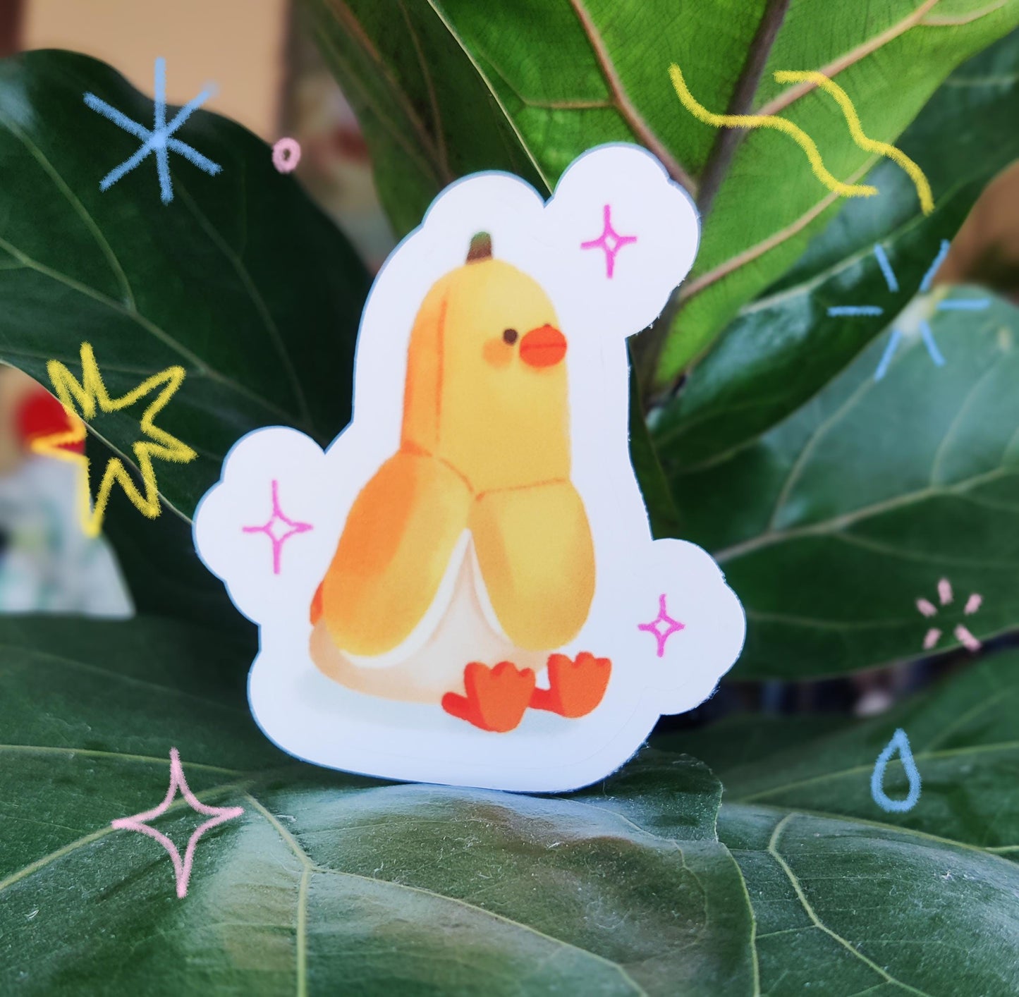 Banana Duck Vinyl Sticker, Waterproof Laptop Decal